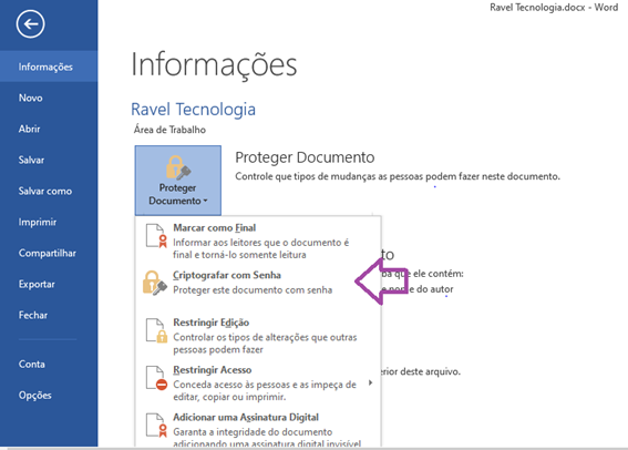 senha documento office