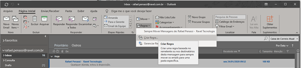 regra organização outlook