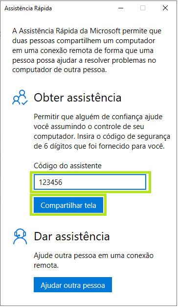 Assistência Rápida Windows como usar