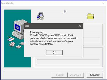 Corrigir o erro Comcat.dll não pode ser aberto na instalação do PerdComp 6.9 no Windows 10