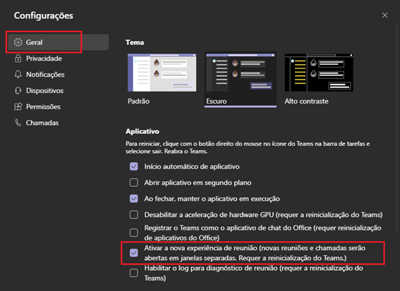 Como deixar a reunião ou chamada do Microsoft Teams em janela separada