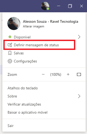 Definir mensagem de status no Teams