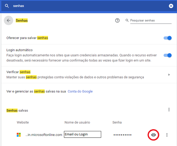 Como visualizar senha salva no Chrome