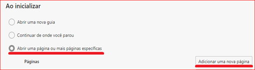 como definir a página inicial padrão do Microsoft Edge