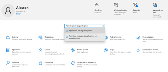 programas em segundo plano no Windows 10