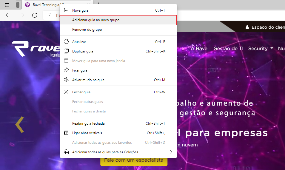 Como agrupar guias Edge