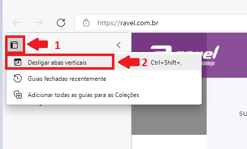 Botão de guias - Ver ou fechar todas as guias Microsoft Edge para