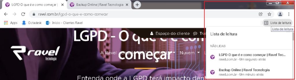 lista de leitura do Chrome