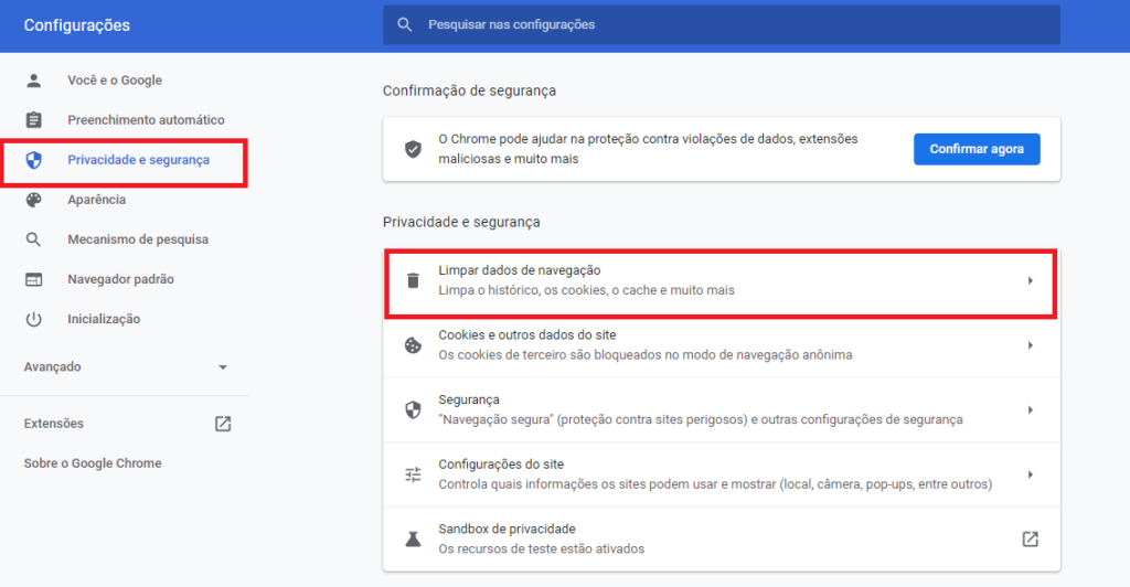 limpeza no Chrome 