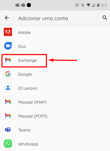 email Exchange no Android
