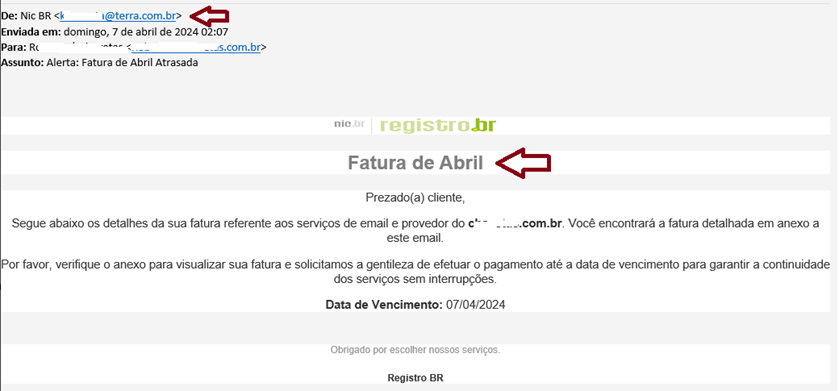email Golpe do Boleto falso do Registro.br