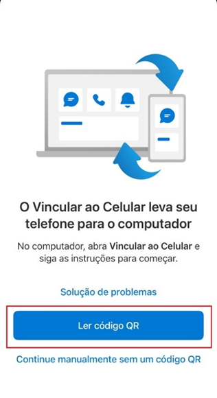 como sincronizar iphone ao aplicativo Vincular ao celular tela