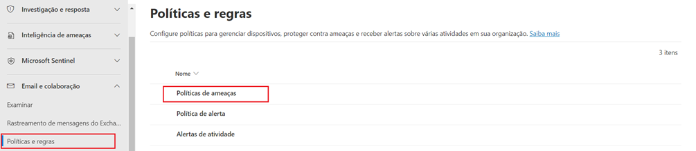 regra política antispam do microsoft defender 365