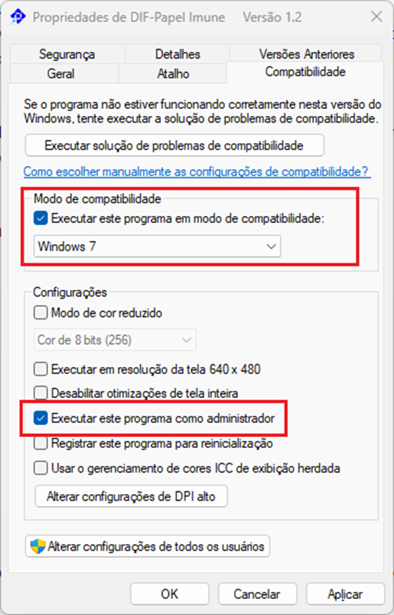 erro 75 no programa DIF modo compatibilidade