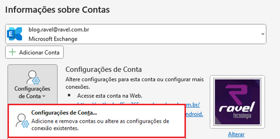 configurações outlook 