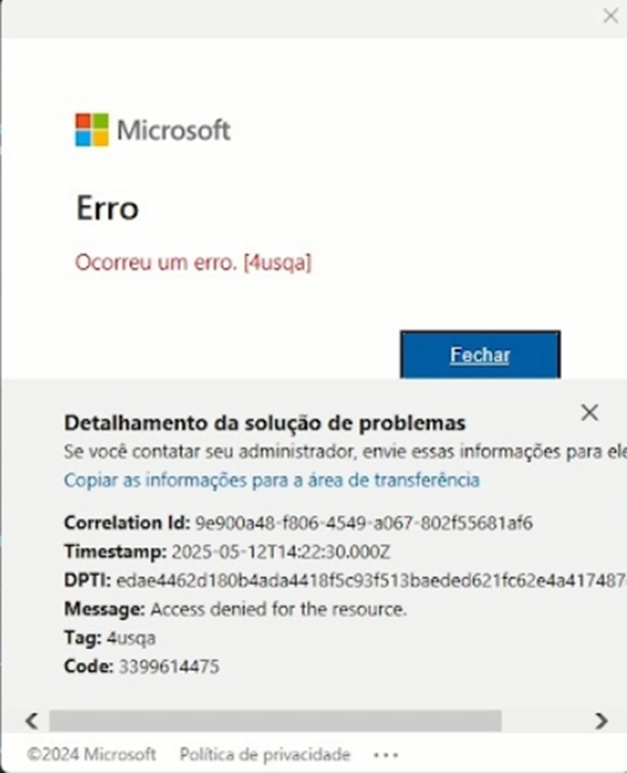 como corrigir erro 4usqa no Outlook