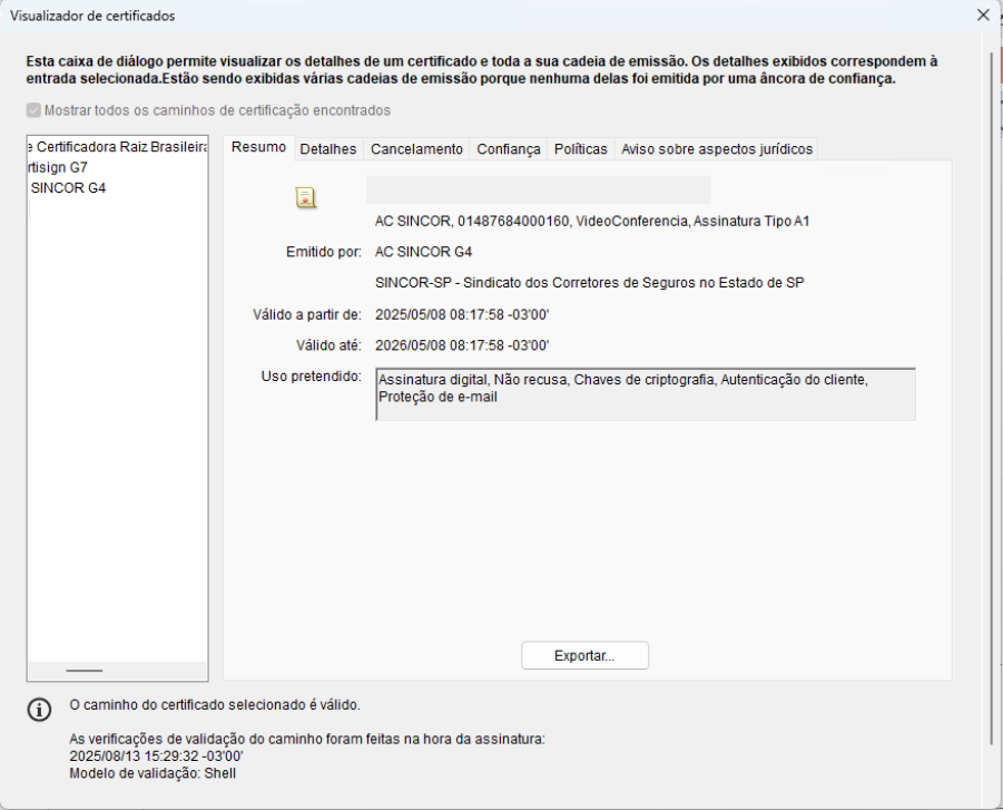 passo a passo certificado não é confiável no Adobe Reader