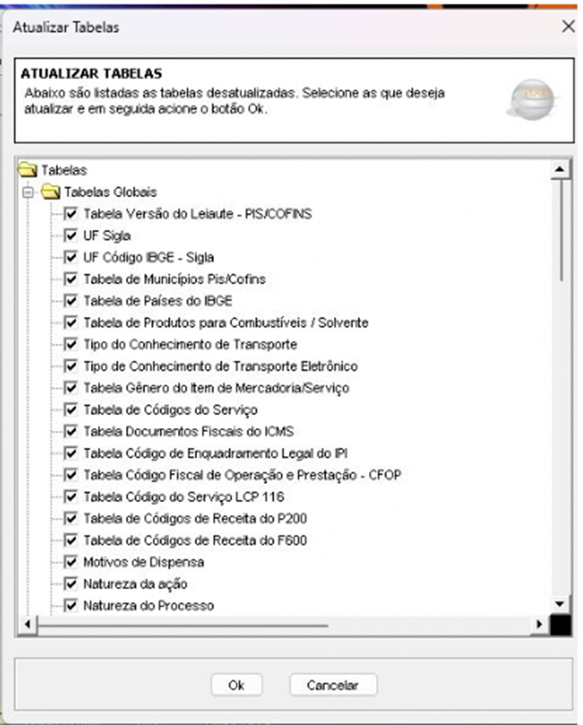 tabelas Sped Contruibuições